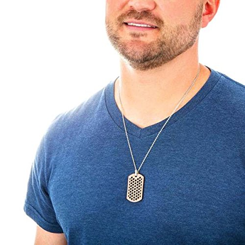 Men's Rose and Black Ion Plated, Two-Piece Honeycomb Dog Tag Pendant Necklace, Stainless Steel, 24"