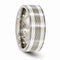 Traction Band Collection Gray Titanium with Argentium Sterling Silver Inlay Grooved 8.5mm Flat Band