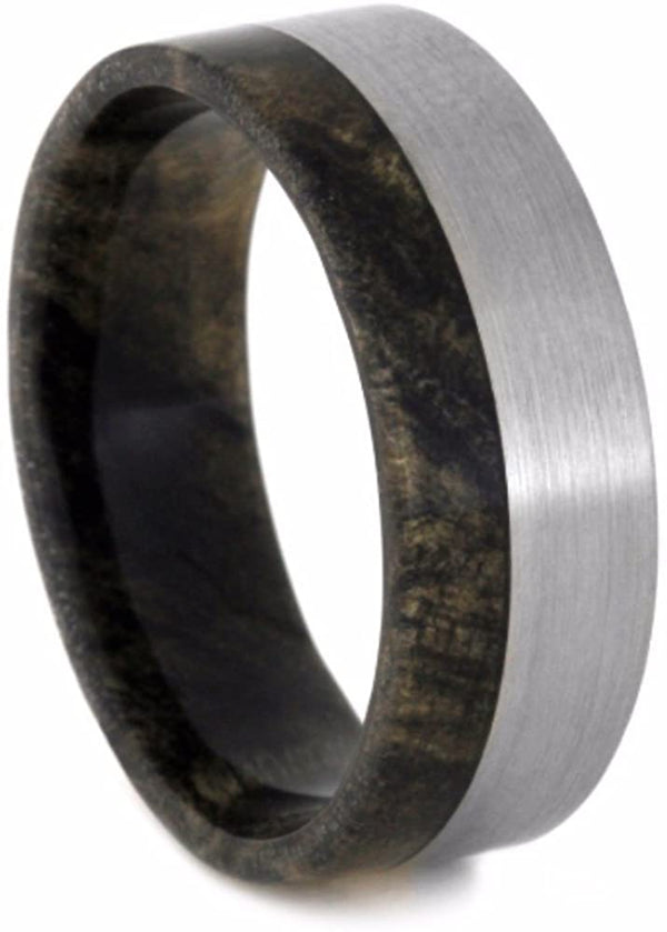 Buckeye Burl 8mm Comfort-Fit Brushed Titanium Wedding Band, Size 5.75