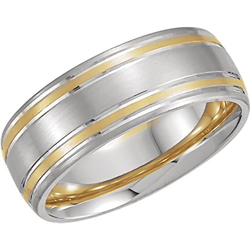 7mm 14k Yellow and White Gold Comfort Fit Band, Size 9