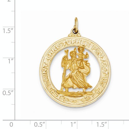 14k Yellow Gold St. Christopher Medal Pendant (36X29MM)