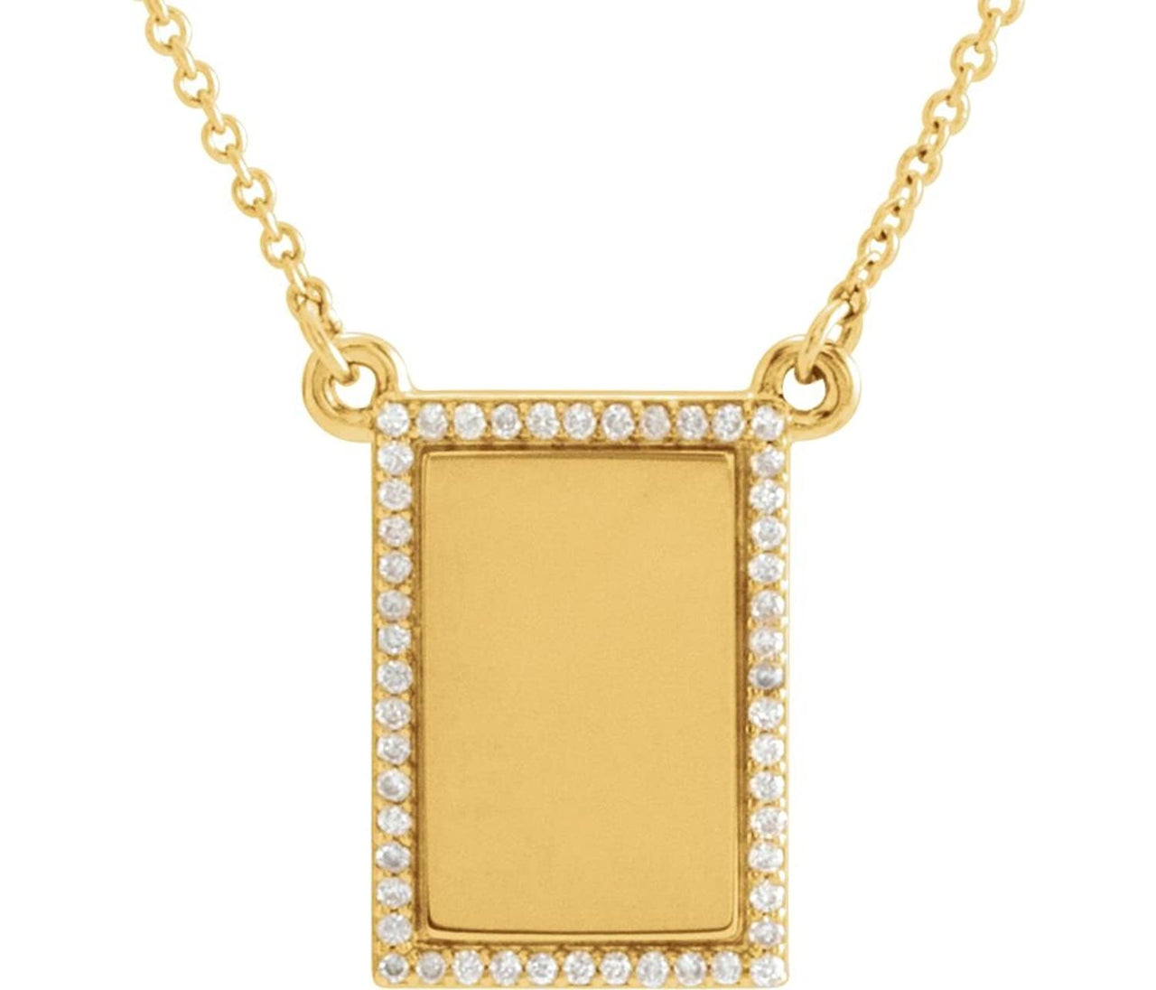 Diamond Bar Engravable Necklace, 14k Yellow Gold, 18" ( 0.125 Ctw, G-H Color, I1 Clarity)