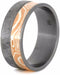 Gibeon Meteorite, Sterling Silver and Copper Mokume 9mm Comfort-Fit Matte Titanium Wedding Band, Size 12.25