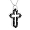 Men's Engraved, Black Ion Plated Double Cross Pendant Necklace , Stainless Steel, 24"