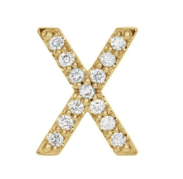 14k Yellow Gold Gold Diamond Letter 'X' Initial Stud Earring (Single Earring) (.06 Ctw, GH Color, I1 Clarity)