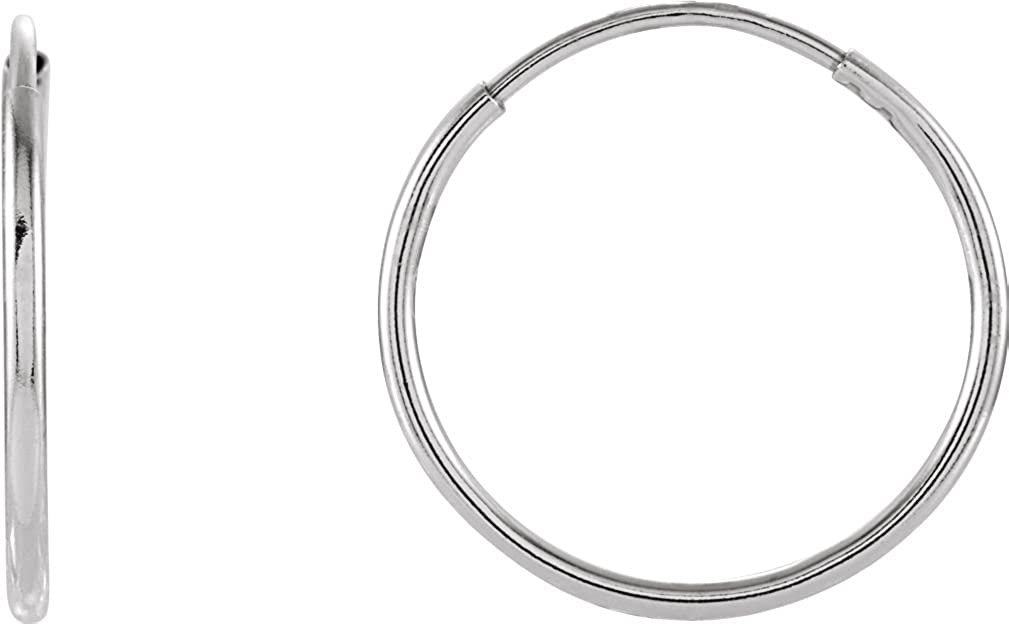 Petite Endless Hoop Earrings, 14k White Gold (15mm)