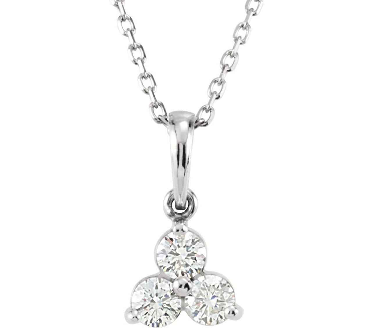 Diamond Three-Stone 14k White Gold Pendant Necklace, 18" (1/3 Cttw)