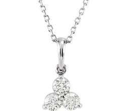 Diamond Three-Stone 14k White Gold Pendant Necklace, 18" (1/3 Cttw)
