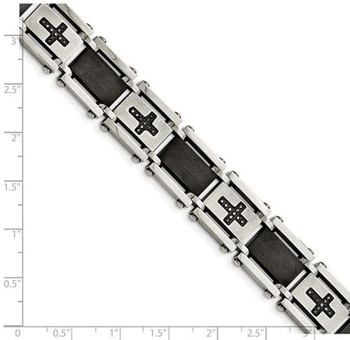 Men's Brushed Stainless Steel, Black IP, Black Diamond Bracelet, 8.25 Inches (.75 Ctw)