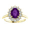 Genuine Oval Amethyst and Diamond Halo 14k Yellow Gold Ring (.35 Cttw, GH Color, SI1 Clarity)