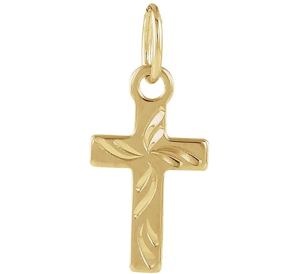 Youth Cross 14k Yellow Gold Pendant (10X6MM)