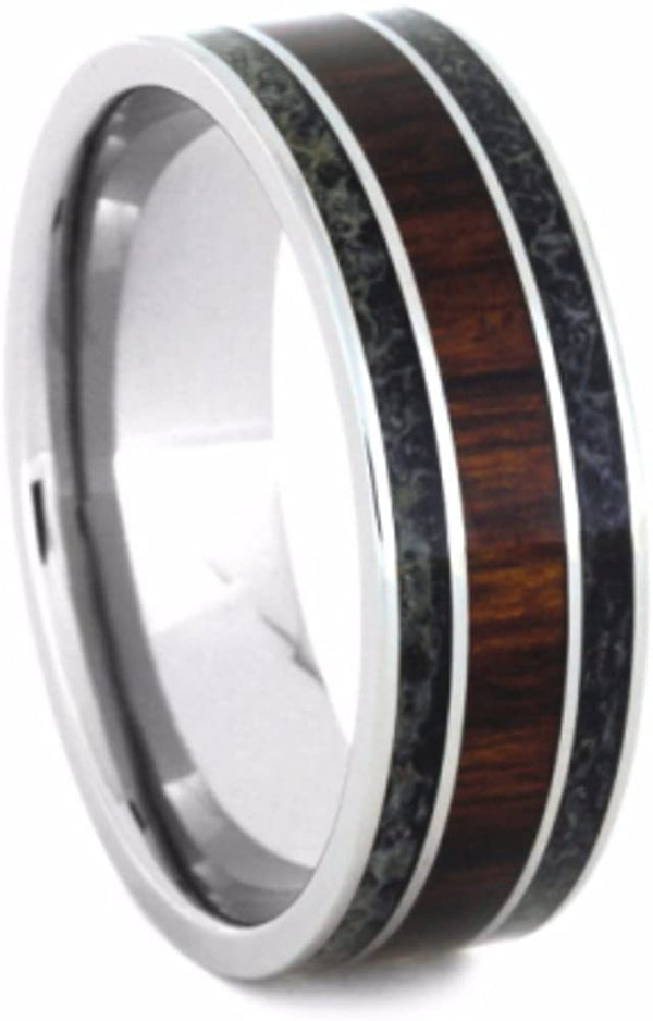 Deer Antler, Ironwood 8mm Comfort-Fit Titanium Wedding Band, Size 9