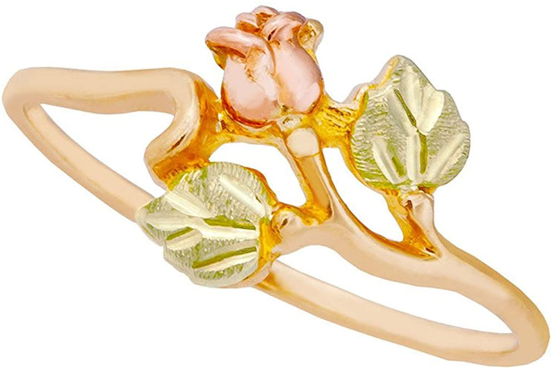 Ave 369 Rosebud Bypass Ring, 10k Yellow Gold, 12k Pink and Green Gold Black Hills Gold Motif