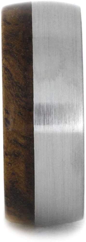 Sindora Wood Comfort-Fit Band with 8mm Brushed Titanium Overlay, Size 12.25