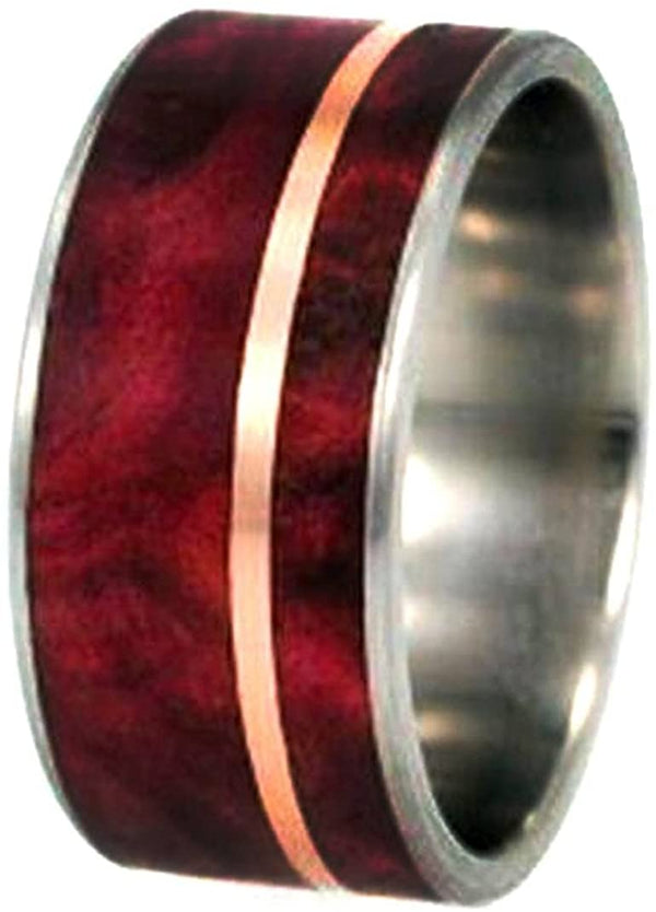 Redwood, 14k Rose Gold 10mm Comfort Fit Matte Titanium Wedding Band, Size 5.5