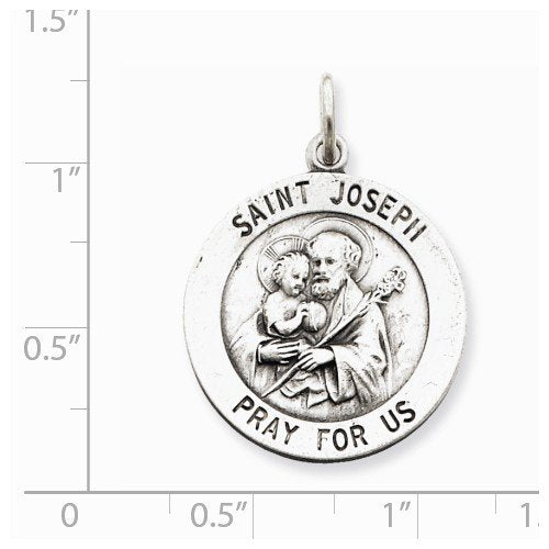 Sterling Silver Antiqued St. Joseph Medal (30X22MM)