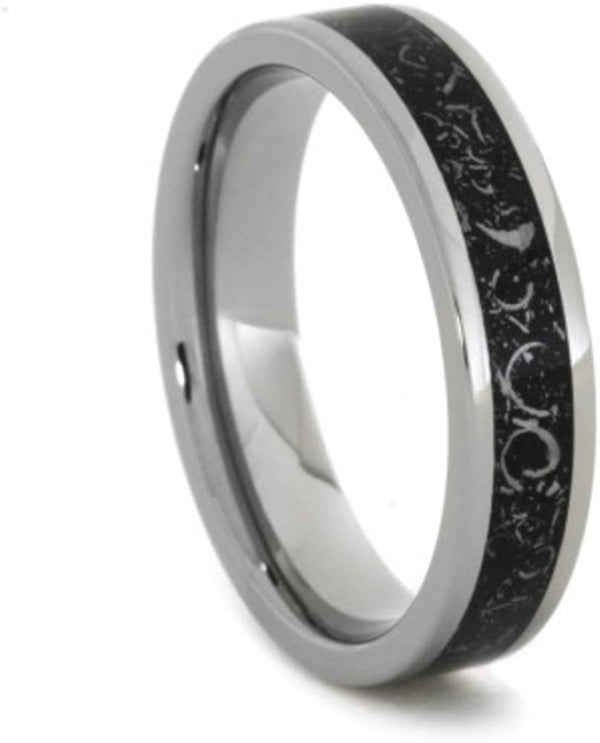 Black Meteorite Stardust 5mm Comfort-Fit Titanium Band, Size 6.25