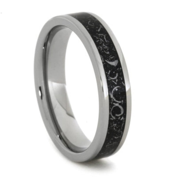 Black Stardust Inlay 5mm Comfort-Fit Titanium with Gibeon Meteorite Shavings Ring