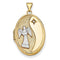 14k Yellow Gold Diamond Guardian Angel Oval Locket (.01 Ct, GHI Color, I3 Clarity)