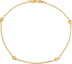 Girl's Gold Bead Station 14k Yellow Gold Bracelet, 6"