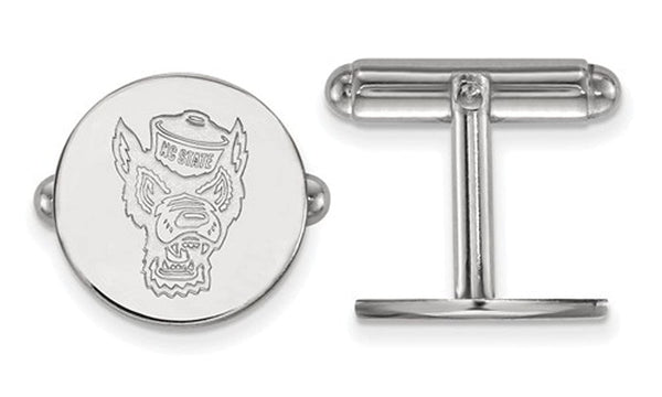 Rhodium-Plated Sterling Silver North Carolina State University Cuff Links, 15MM