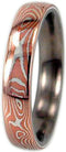 Copper and Silver Mokume Gane 6mm Comfort Fit Titanium Band, Size 15.25