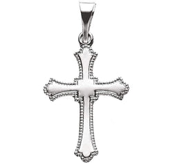 Quadrate Cross 14k White Gold Pendant