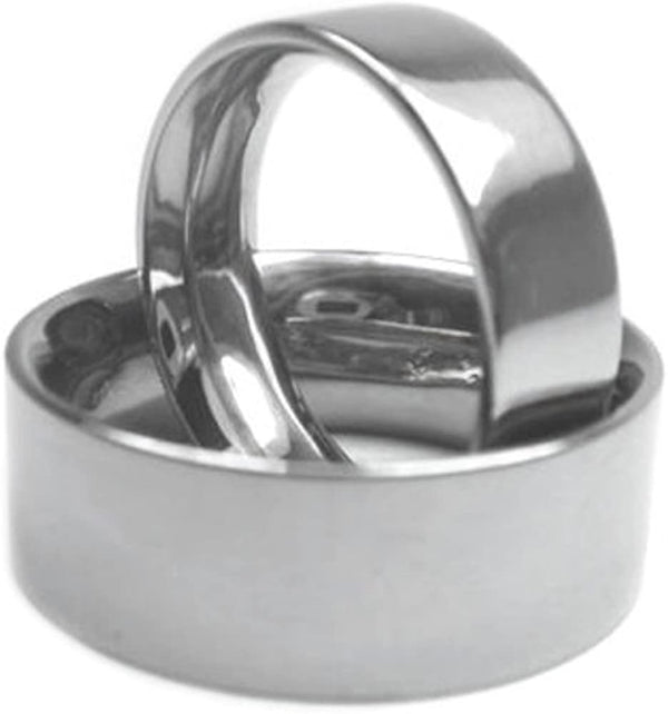 Titanium Wedding Flat Ring, His and Hers Wedding Band Set, M9.5-F4