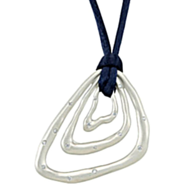 Diamond Triangle Pendant in Sterling Silver with Navy Cord , 18" (1/5 Cttw)