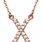 14k Rose Gold Diamond Initial 'X' 1/8 Cttw Necklace, 16" (GH Color, I1 Clarity)