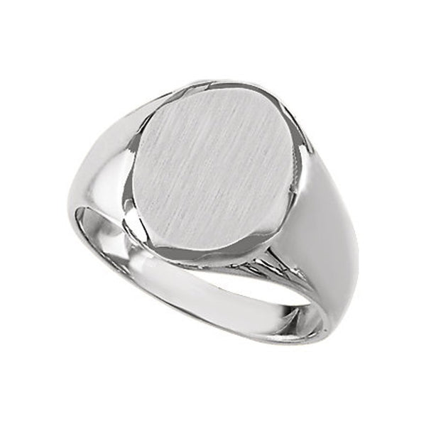 Men's Closed Back Brushed Signet Ring, Continuum Sterling Silver (13.25x10.75 mm) Size 11.5