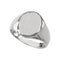 Men's Closed Back Brushed Signet Semi-Polished Continuum Sterling Silver Ring (13.25x10.75 mm) Size 11