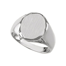 Platinum Men's Closed Back Brushed Signet Semi-Polished Ring (13.25x10.75 mm) Size 11