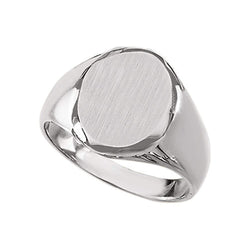 Men's Closed Back Brushed Signet Ring, 10k X1 White Gold (13.25x10.75 mm)