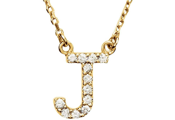 14k Yellow Gold Diamond Initial 'J' 1/8 Cttw Necklace, 16" (GH Color, I1 Clarity)