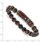 Men's Stainless Steel 10.47mm Enameled Tiger's Eye Beaded DAD Stretch Bracelet