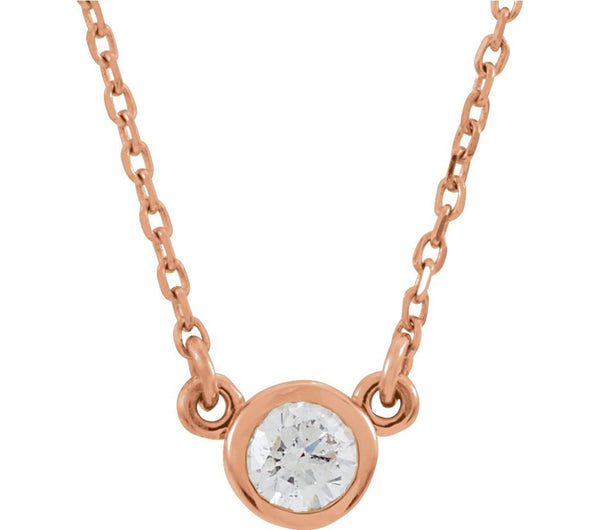 Diamond Solitaire 14k Rose Gold Pendant Necklace, 18" (1/6 Cttw)