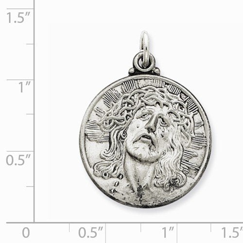 Sterling Silver Antiqued Ecce Homo Medal (31X23MM)