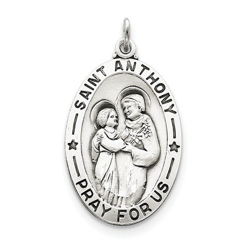 Sterling Silver Antiqued Saint Anthony Medal (35X25MM)