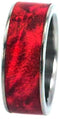 Red Burl Wood Inlay 10mm Comfort Fit Interchangeable Titanium Band, Size 4.25