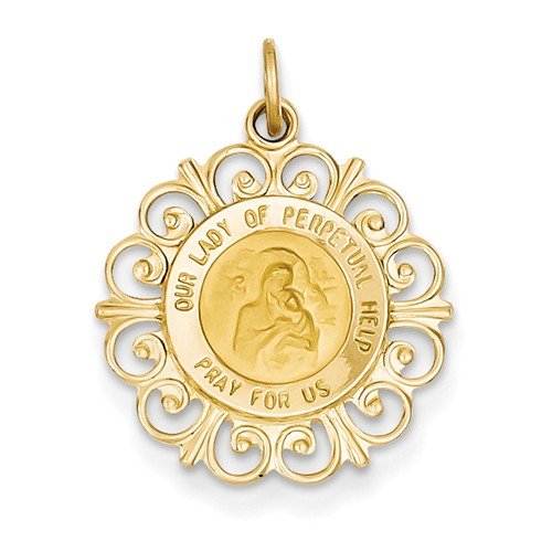 14k Yellow Gold Our Lady of Perpetual Help Medal Charm (24X19MM)