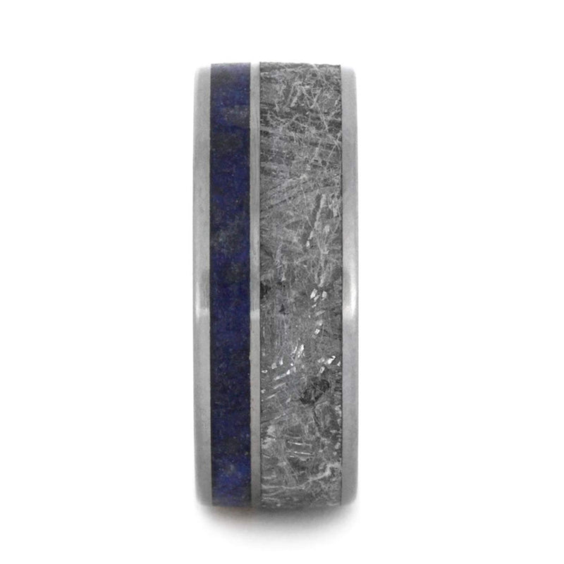 Lapis Lazuli, Gibeon Meteorite 8mm Comfort-Fit Matte Titanium Band