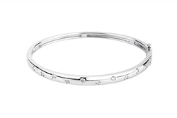 Slim Profile Diamond Bangle Bracelet, 14k White Gold, 6.5" (.5 Cttw, GH Color , I1 Clarity )
