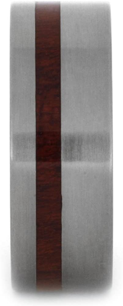 Matte Titanium 8mm Comfort-Fit Bloodwood Band and Sizing Ring, Size, 9