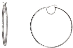 CZ Inside-Outside Hoop Earrings, Sterling Silver (52.59X2.45)