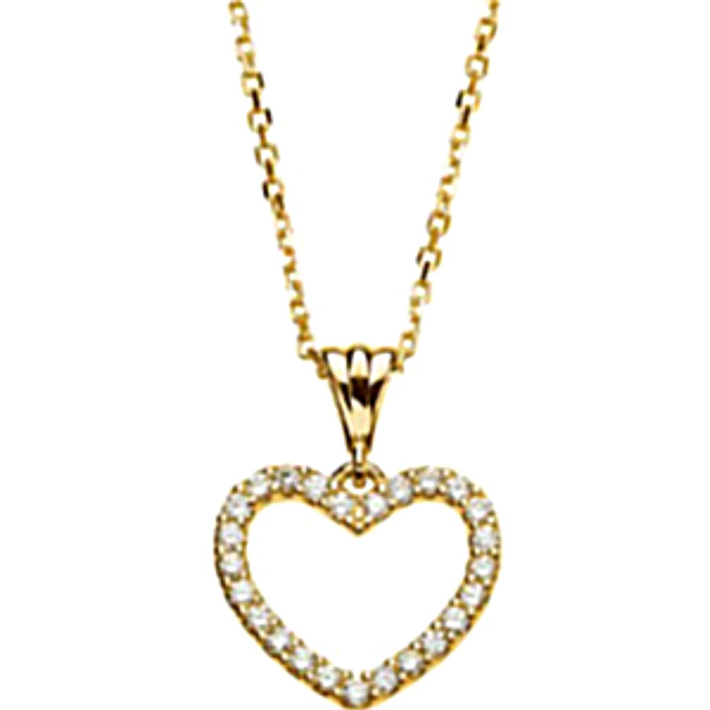 Diamond Heart 14k Yellow Gold Pendant Necklace, 18" (1/4 Cttw)