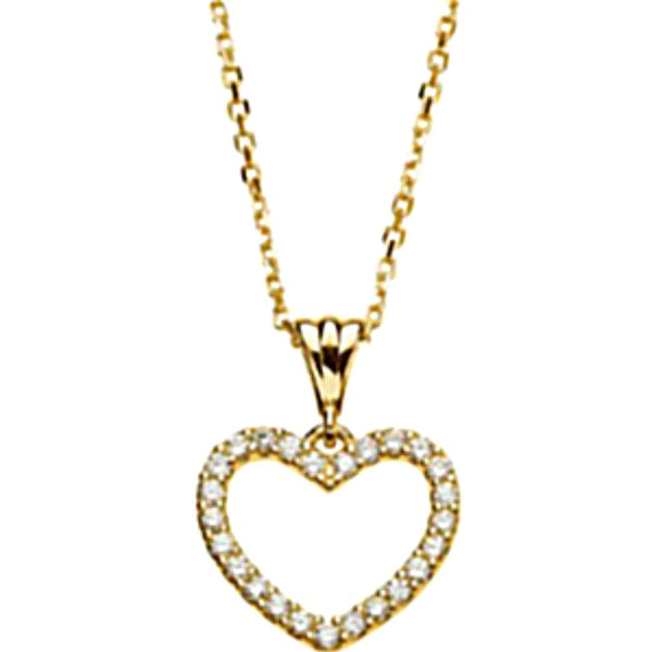 Diamond Heart 14k Yellow Gold Pendant Necklace, 18" (1/2 Cttw)