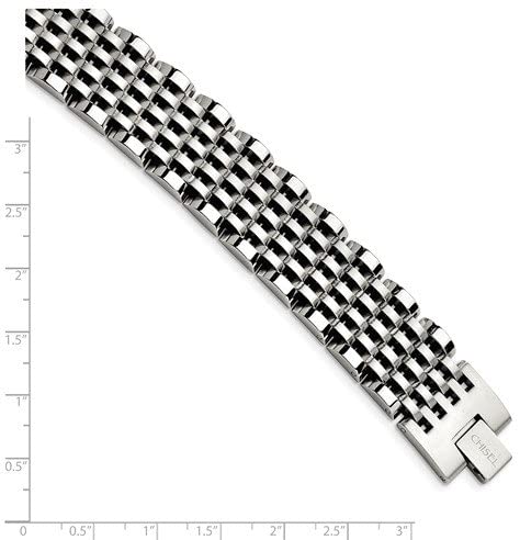 Men's Polished and Brushed Stainless Steel 19mm Link Bracelet, 8 Inches