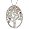 Multi Gemstone Tree Pendant Necklace, Sterling Silver, 12k Green and Rose Gold Black Hills Gold Motif, 18"