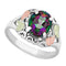 Mystic Fire Topaz Fancy Scroll Ring, Sterling Silver, 12k Green and Rose Gold Black Hills Gold Motif